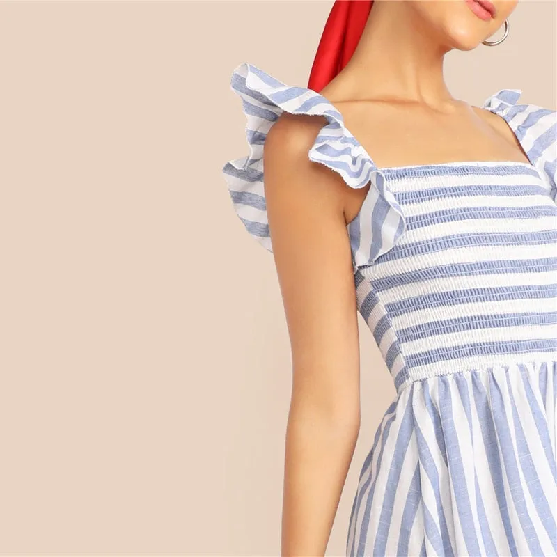 Women's Summer A-Line Striped Dress