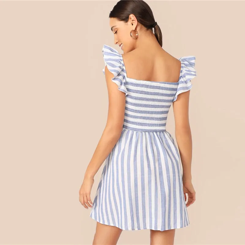 Women's Summer A-Line Striped Dress