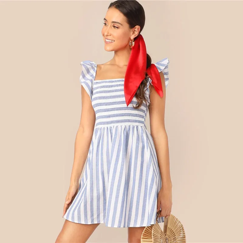 Women's Summer A-Line Striped Dress