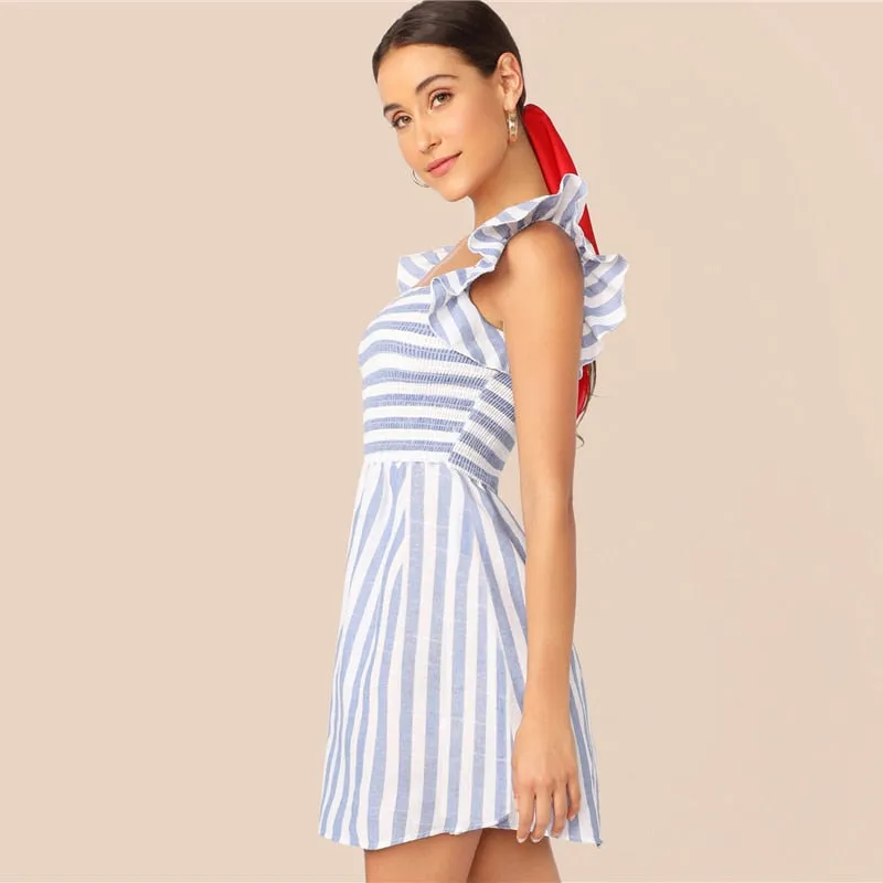 Women's Summer A-Line Striped Dress